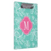 エレガントなターコイズのガーリーなレースのパーソナライズなモノグラム クリップボード (右)