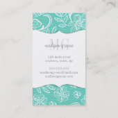 エレガントなターコイズのガーリーなレースのパーソナライズなモノグラム 名刺 (裏面)