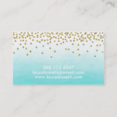 エレガントなターコイズのグリッターのカスタムな名刺 名刺 (裏面)