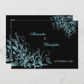 エレガントなターコイズの渦巻き Save the Date 発表 招待状 (正面/裏面)