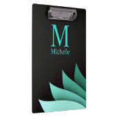 エレガントなターコイズの花のパーソナライズなモノグラム クリップボード (右)