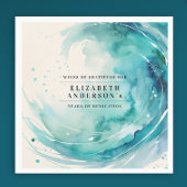 エレガントなターコイズの退職 波 オーシャン ウォーターカラー スタンダードカクテルナプキン