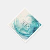 エレガントなターコイズの退職 波 オーシャン ウォーターカラー スタンダードカクテルナプキン (角)