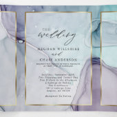 エレガントなターコイズアメジスト抽象インク 三つ折り招待状 (内部中)