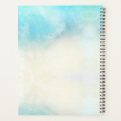 エレガントなターコイズウォーターカラーの花のモノグラム プランナー手帳 (裏面)