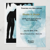 エレガントなターコイズウォーターカラー結婚式招待状 招待状 (正面/裏面)