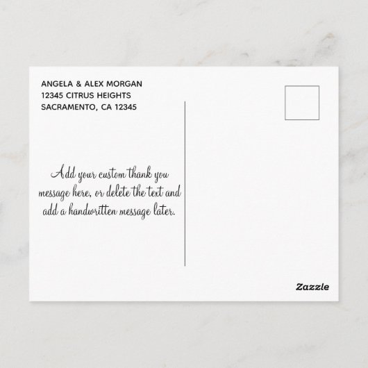 エレガントなターコイズグリーンの偽の箔モノグラムの感謝カード ポストカード (裏面)