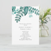 エレガントなターコイズグリーンの水彩画 カップルシャワーの招待状 招待状 (スタンド正面)
