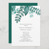 エレガントなターコイズグリーンの水彩画 カップルシャワー 招待状 (正面/裏面)