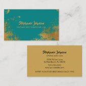 エレガントなターコイズゴールドのグランジ・ヴィンテージスタイル 名刺 (正面/裏面)