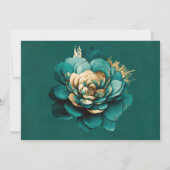 エレガントなターコイズゴールドの花のSave the Dateカード 招待状 (裏面)