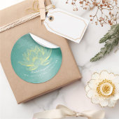 エレガントなターコイズゴールド蓮の葉 ヨガ瞑想指導者 ラウンドシール