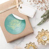 エレガントなターコイズゴールド蓮の葉 ヨガ瞑想指導者 ラウンドシール
