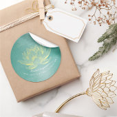 エレガントなターコイズゴールド蓮の葉 ヨガ瞑想指導者 ラウンドシール