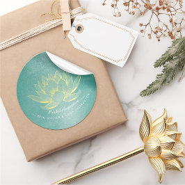 エレガントなターコイズゴールド蓮の葉 ヨガ瞑想指導者 ラウンドシール