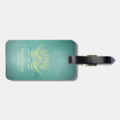 エレガントなターコイズゴールド蓮の葉 ヨガ瞑想指導者 ラゲッジタグ (裏面横)