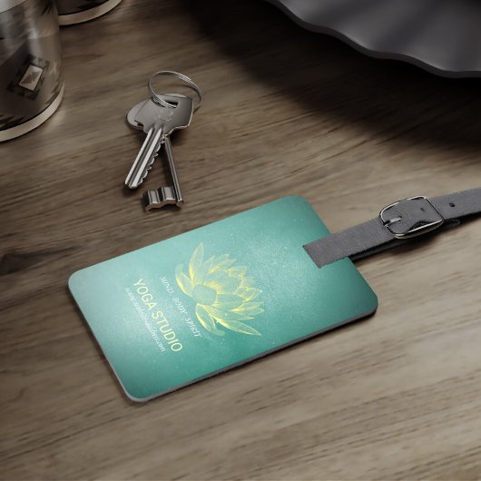 エレガントなターコイズゴールド蓮の葉 ヨガ瞑想指導者 ラゲッジタグ