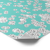 エレガントなターコイズシルバーコンフェッティ ブライダルシャワー ポスター (角)