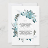 エレガントなターコイズシーグラスブルーの花のアーチのウェディング 招待状 (裏面)