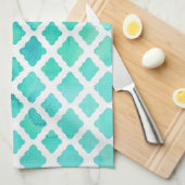 エレガントなターコイズデザイン キッチンタオル (四つ折り)