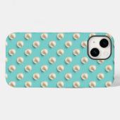 エレガントなターコイズブルーとパールのiPhoneケース Case-Mate iPhoneケース (裏面 (横))
