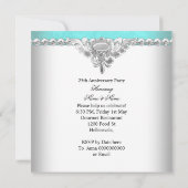 エレガントなターコイズブルーとホワイトの25周年結婚記念日 招待状 (裏面)