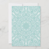 エレガントなターコイズブルーと白のレースのスイート16パーティー 招待状 (裏面)