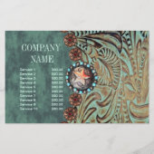 エレガントなターコイズブルーのウェスタンカントリー調のレザー チラシ (裏面)