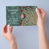 エレガントなターコイズブルーのウェスタンカントリー調のレザー チラシ (ハンドル)