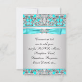 エレガントなターコイズブルーの出欠確認 出欠カード (裏面)