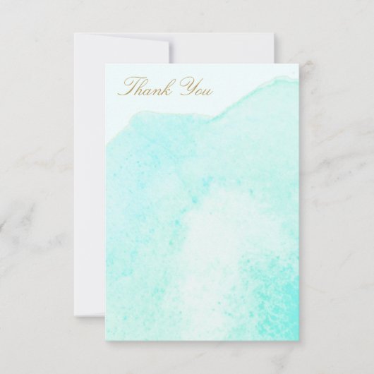 エレガントなターコイズブルーの水彩画のサンキューカード サンキューカード (正面)