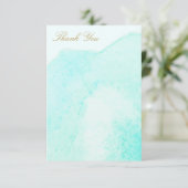 エレガントなターコイズブルーの水彩画のサンキューカード サンキューカード (スタンド正面)