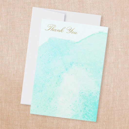 エレガントなターコイズブルーの水彩画のサンキューカード サンキューカード