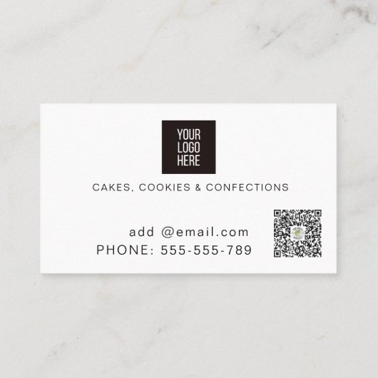 エレガントなターコイズブルーの水彩画の Bakery & Confections 名刺 (裏面)