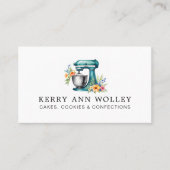 エレガントなターコイズブルーの水彩画の Bakery & Confections 名刺 (正面)