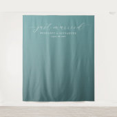 エレガントなターコイズブルーの結婚記念 タペストリー (正面)