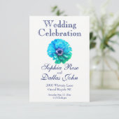 エレガントなターコイズブルーの花のデイジー 招待状 (スタンド正面)