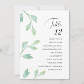 エレガントなターコイズブルーの葉。結婚式の座席表 招待状 (正面)