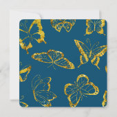 エレガントなターコイズブルーゴールド蝶の誕生日 招待状 (裏面)