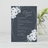 エレガントなターコイズラベンダーの花の彩りのリハーサルディナー 招待状 (スタンド正面)