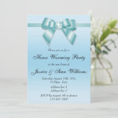 エレガントなターコイズリボンの新築祝いパーティー 招待状 (スタンド正面)