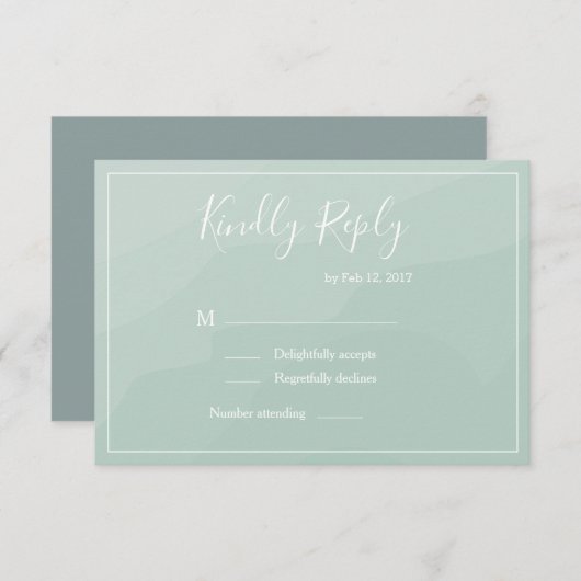 エレガントなターコイズ水彩画ウェディングRSVP 招待状 (正面/裏面)