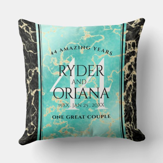 エレガントなターコイズ44周年結婚記念日 クッション (裏面)