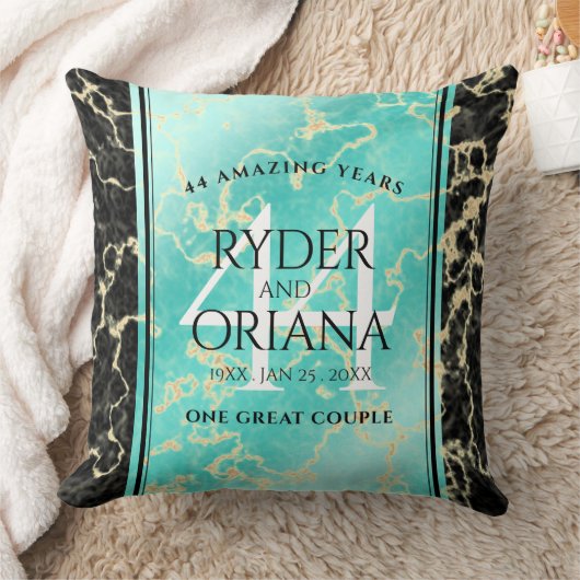 エレガントなターコイズ44周年結婚記念日 クッション (ブランケット)