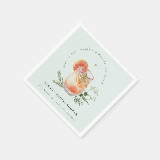 エレガントなターコイズ オレンジ 緑のカクテル ブライダル シャワー スタンダードカクテルナプキン (角)