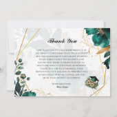 エレガントなターコイズ＆ゴールドの花柄 卒業お礼カード 招待状 (正面)