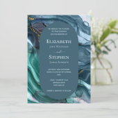 エレガントなターコイズ&ゴールドアゲートのウェディング 招待状 (スタンド正面)