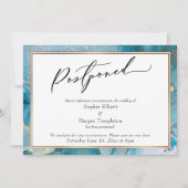 エレガントなターコイズ＆ゴールドインクの延期結婚式カード 招待状 (正面)