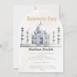 エレガントなタージマハール タイポロジー 水彩 結婚式 招待状