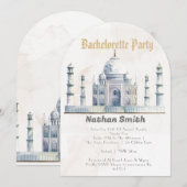 エレガントなタージマハール タイポロジー 水彩 結婚式 招待状 (正面/裏面)